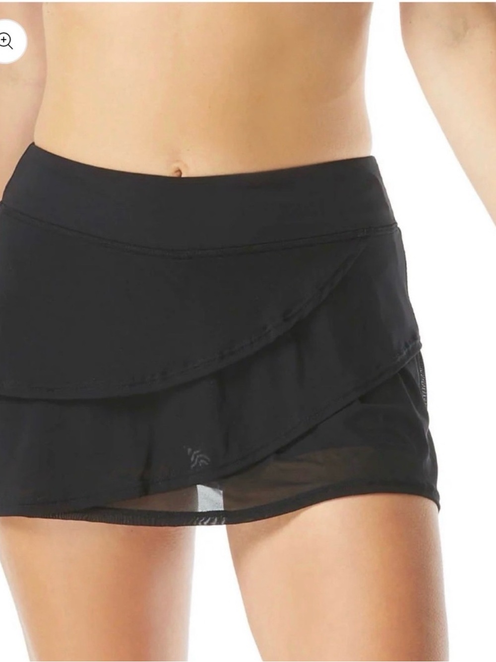 Coco Reef Black Tiered Ruffle Swim Skirt Bikini Bottom XL